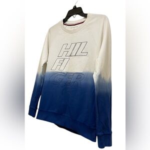 TOMMY HILFIGER PULLOVER SWEATER CREWNECK TIE-DYE BLUE/WHITE COLOR WOMEN SZ SMALL
